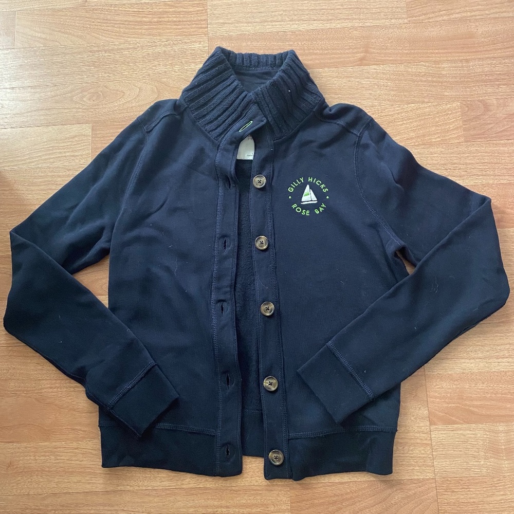 Gilly Hicks Navy Knit Logo Sweater Jacket